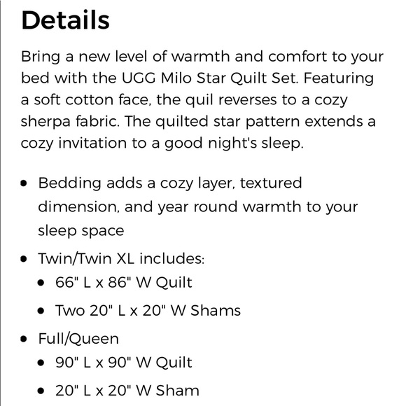 LAST ONE!  NWT UGG Milo Star Full/Queen Quilt Set - Picture 8 of 8